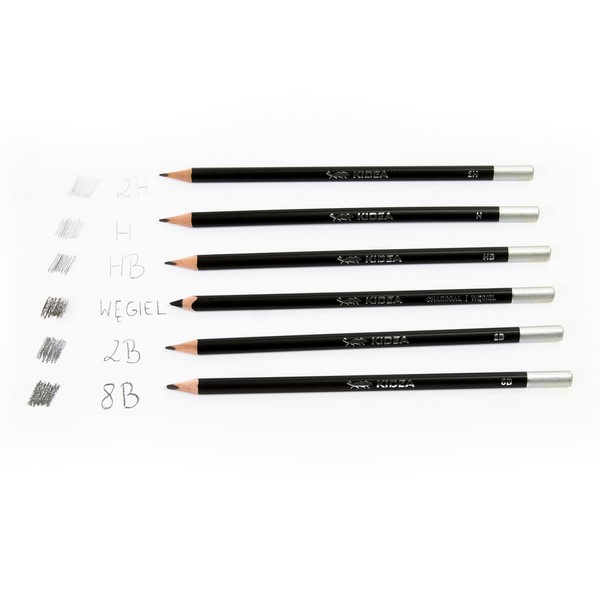 KIDEA ZESTAW OŁÓWKÓW Z WĘGLEM 6 sztuk Marka Kidea