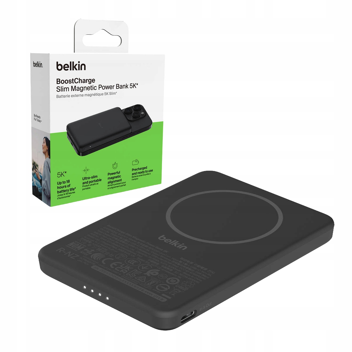 Belkin Magnetická powerbanka 5000 mAh, Usb-c 15 W, tenká, čierna