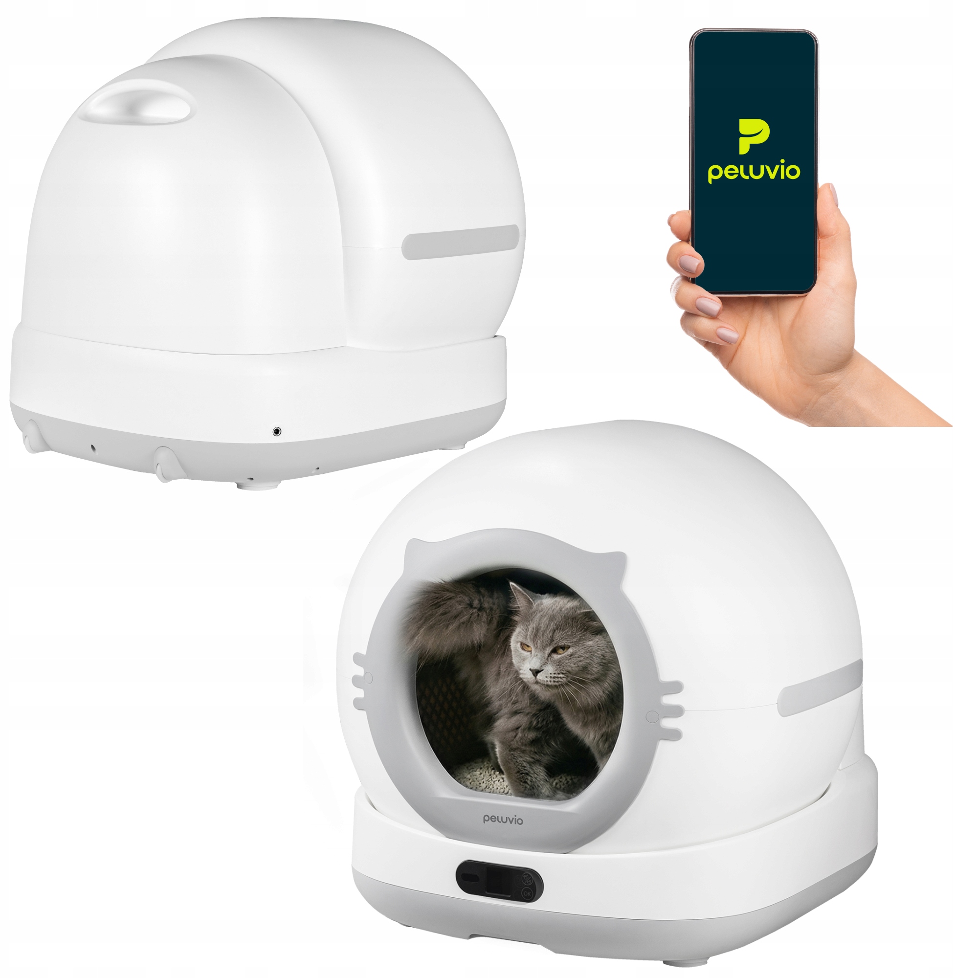 Levně Samočistící Automatická Toaleta Pro Kočky Wi-fi aplikace Peluvio Pearl