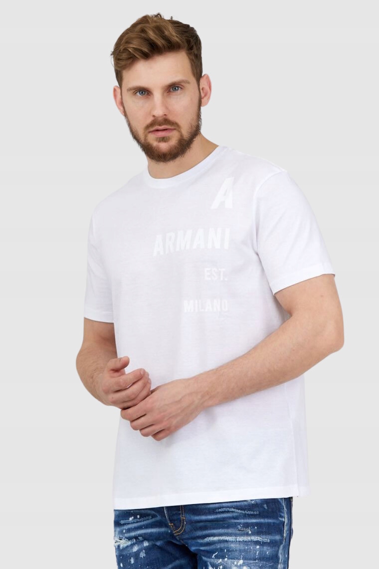Armani Exchange Bílé pánské tričko s bílým logem S