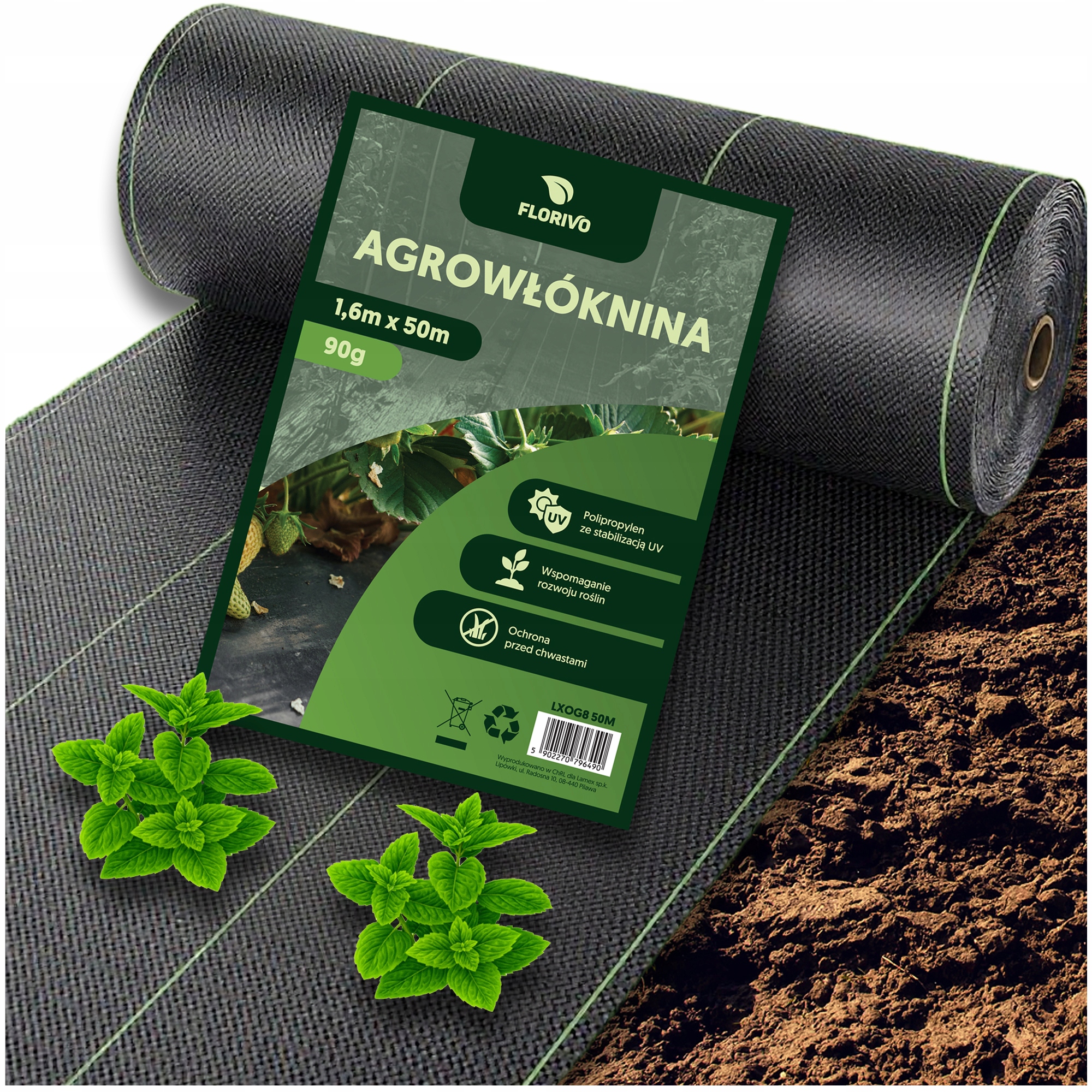 Mocna Agrowłóknina Antychwastowa 90G Agrotkanina Na Chwasty Gruba 1,6 x 50M