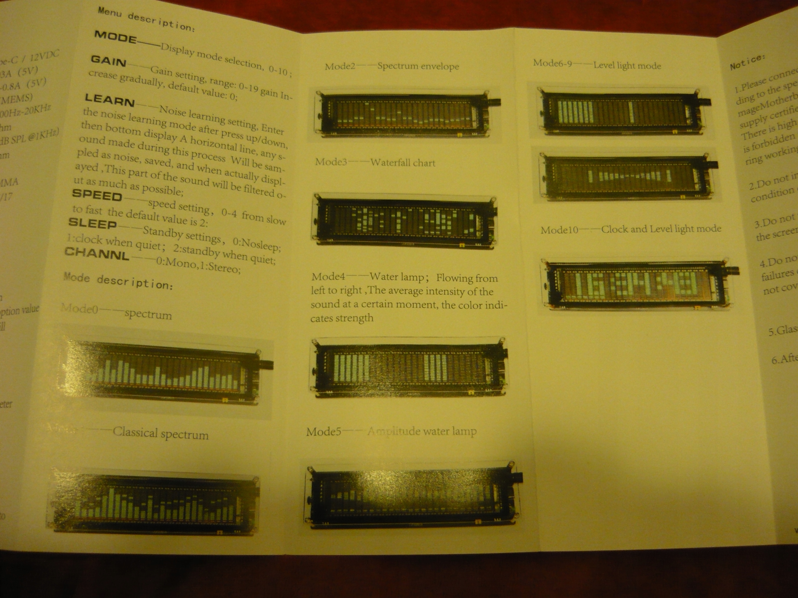 Analizator audio wskaźnik widmo Technics equalizer korektor spectrum VFD Wysokość produktu 5 cm