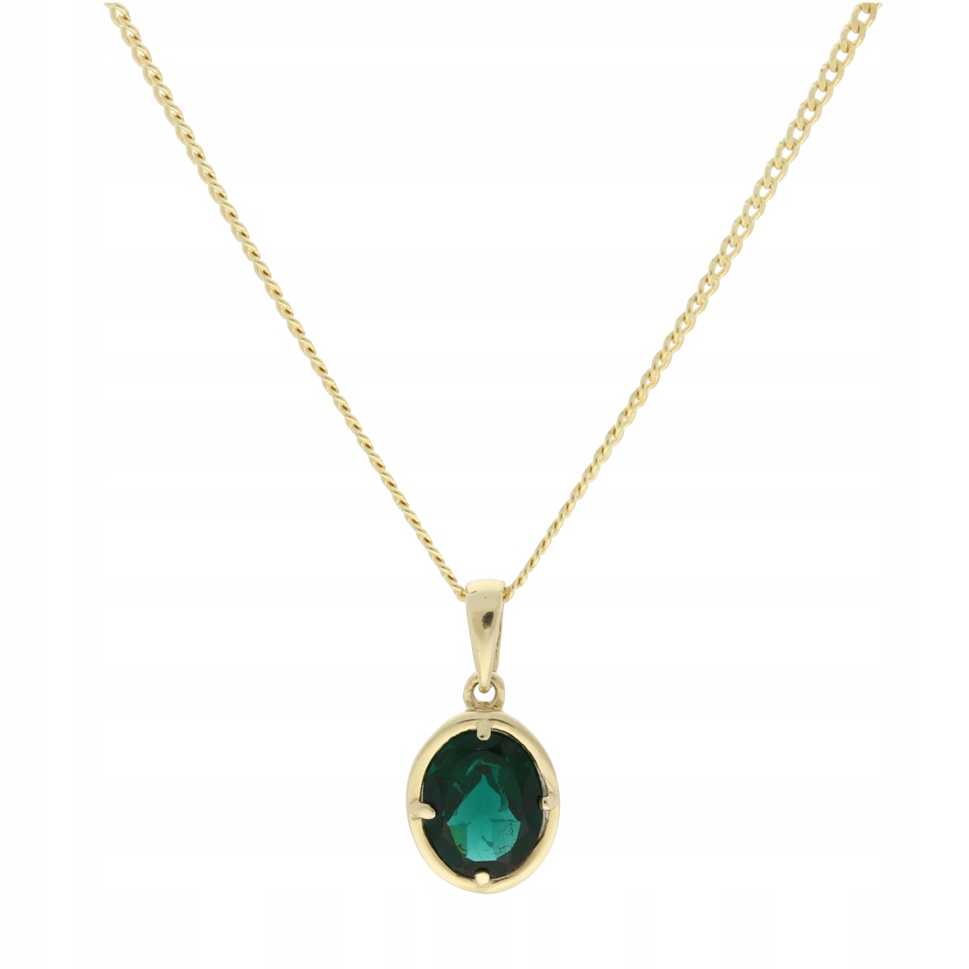 Přívěsek oválný zelený křemen zlato 585