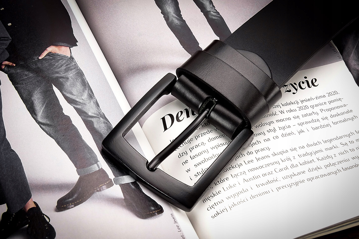 KLASYCZNY CZARNY SKÓRZANY MĘSKI PASEK 90cm GRACIO Wzór dominujący bez wzoru