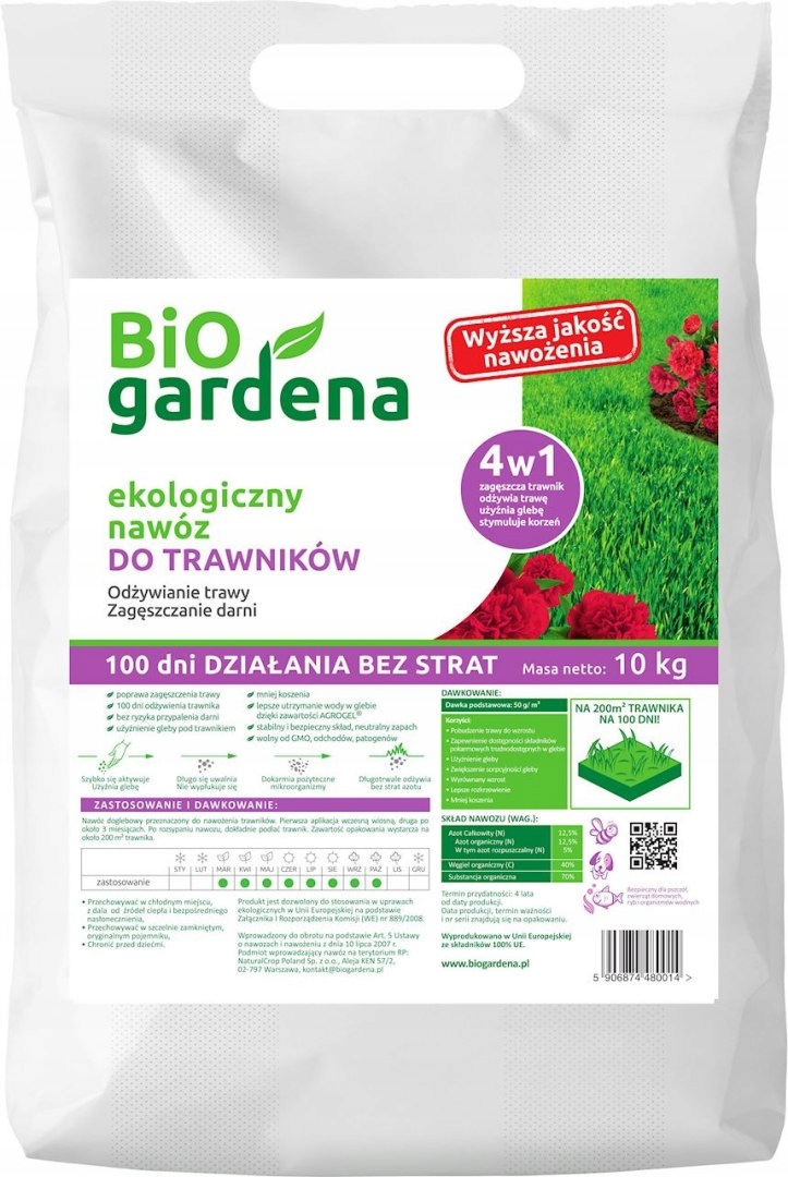 

Nawóz Do Trawników Eco 10 kg Bio Gardena