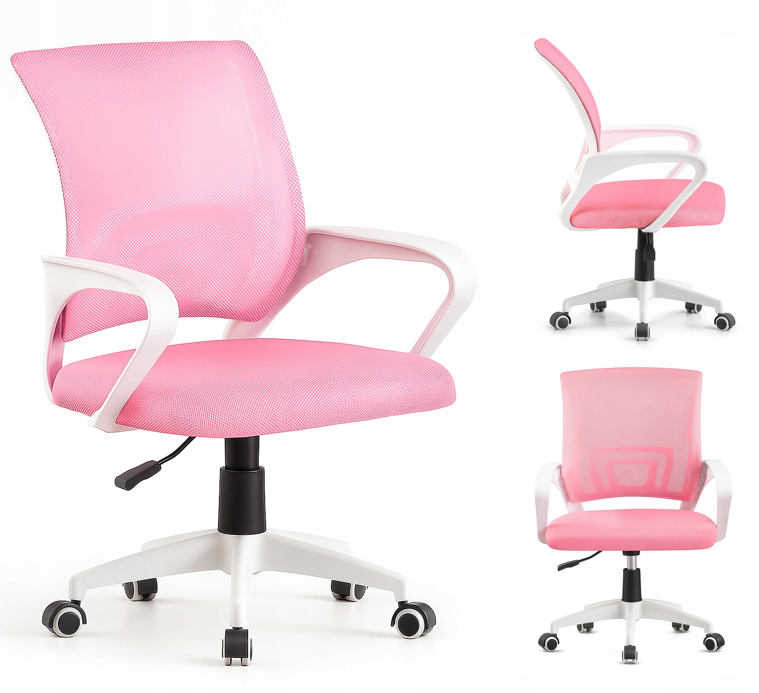 Różowy Fotel biurowy Obrotowy ergonomiczny krzesło z siatki dla dziewczynki