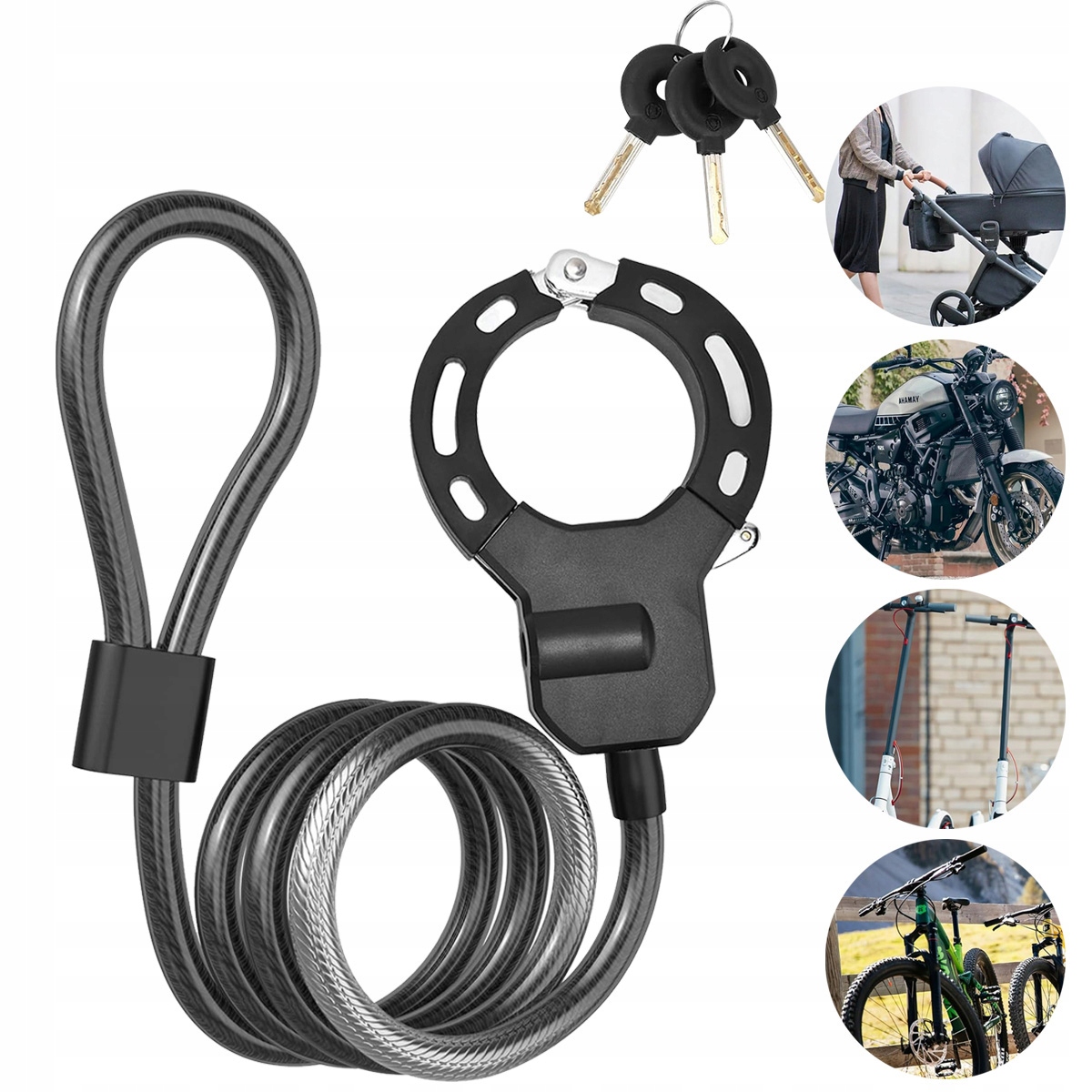 Zapięcie kajdankowe do hulajnogi elektrycznej do rowerów i hulajnogów