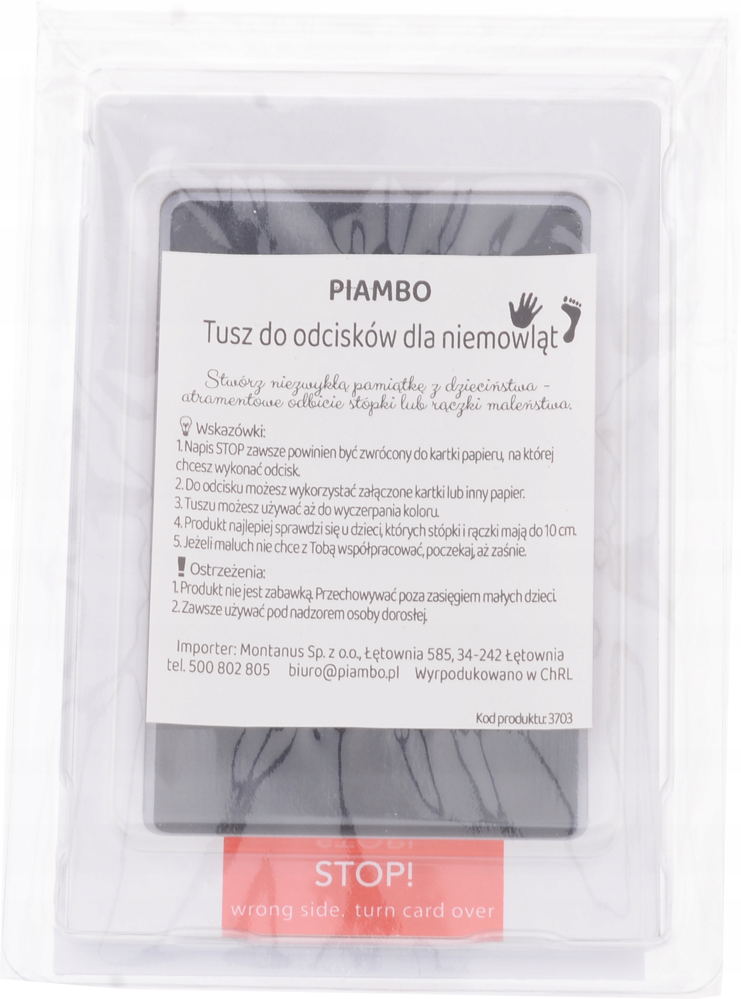 ODCISK RĄCZKI STÓPKI DZIECKA NIEBRUDZĄCY PREZENT NA BABYSHOWER NARODZINY Waga produktu z opakowaniem jednostkowym 0.33 kg