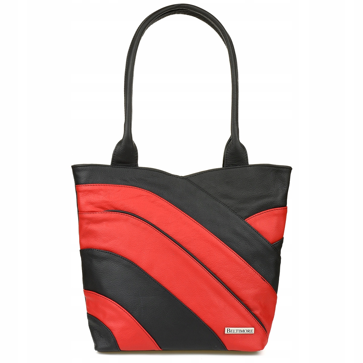 Černo-červená kožená dámská taška přes rameno Beltimore L38