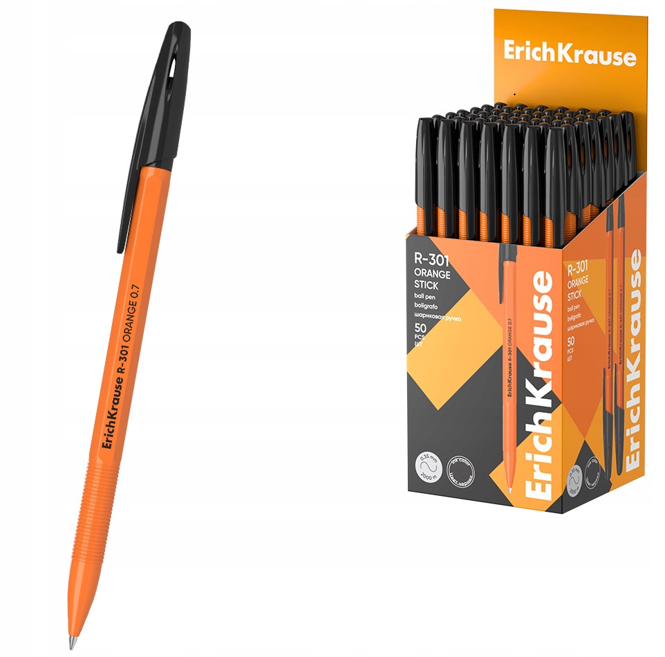 Długopis Erich Krause R-301 Orange wkład czarny