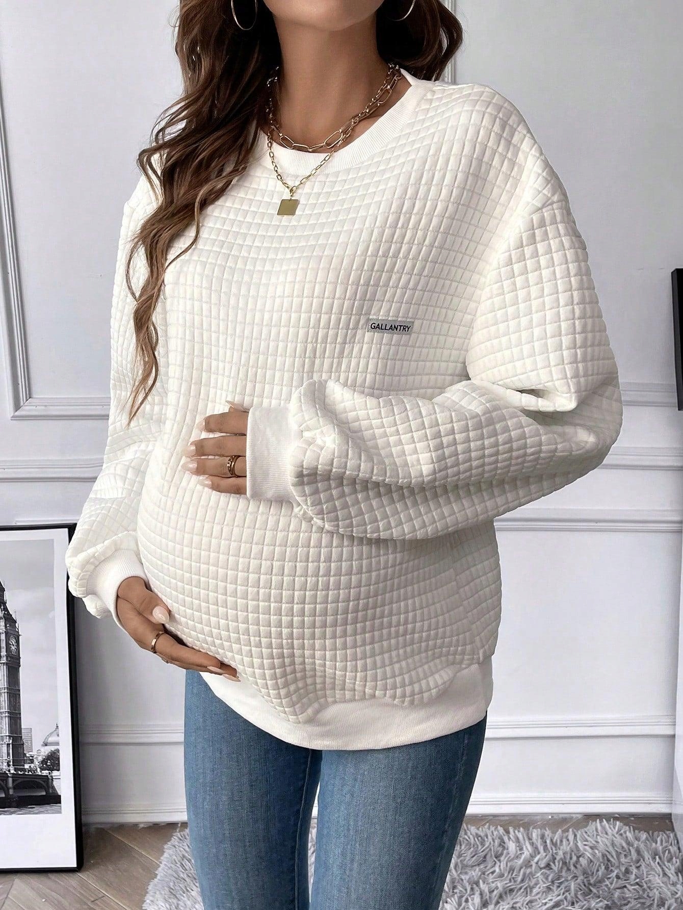 BIAŁA CIĄŻOWA BLUZA PIKOWANA TEKSTURA KLASYCZNA PROSTA DŁUGI RĘKAW SHEIN 38