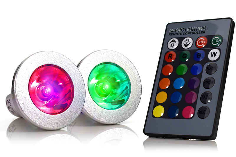 2X ŻARÓWKI LED RGB KOLOROWE 16 KOLORÓW GU10+PILOT