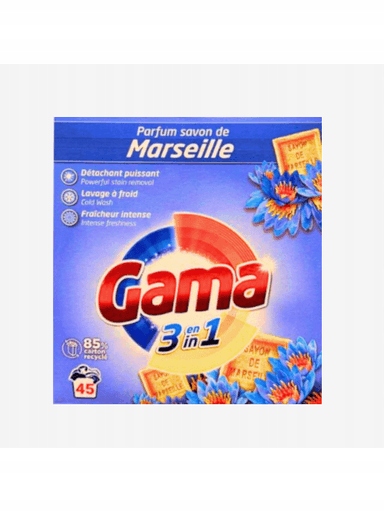 Levně 2x Prášek na praní 3v1 Univerzální Gama Marseille 2,475 kg