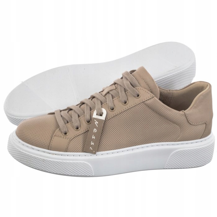 Polobotky Dámské kožené tenisky Nessi Béžová 24420