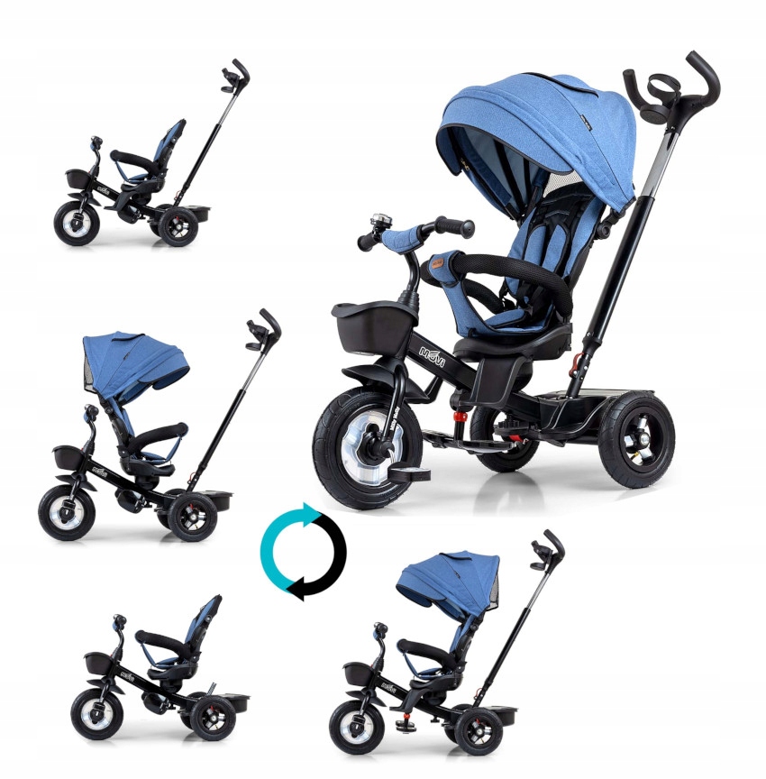 Milly Mally Rowerek Trójkołowy Movi 360 Denim 5w1 na Roczek 12m+