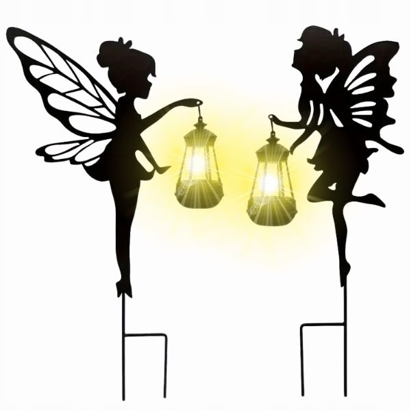 Zestaw 2 x Dekoracyjne ogrodowe lampki solarne Led – Wróżki z lampionami