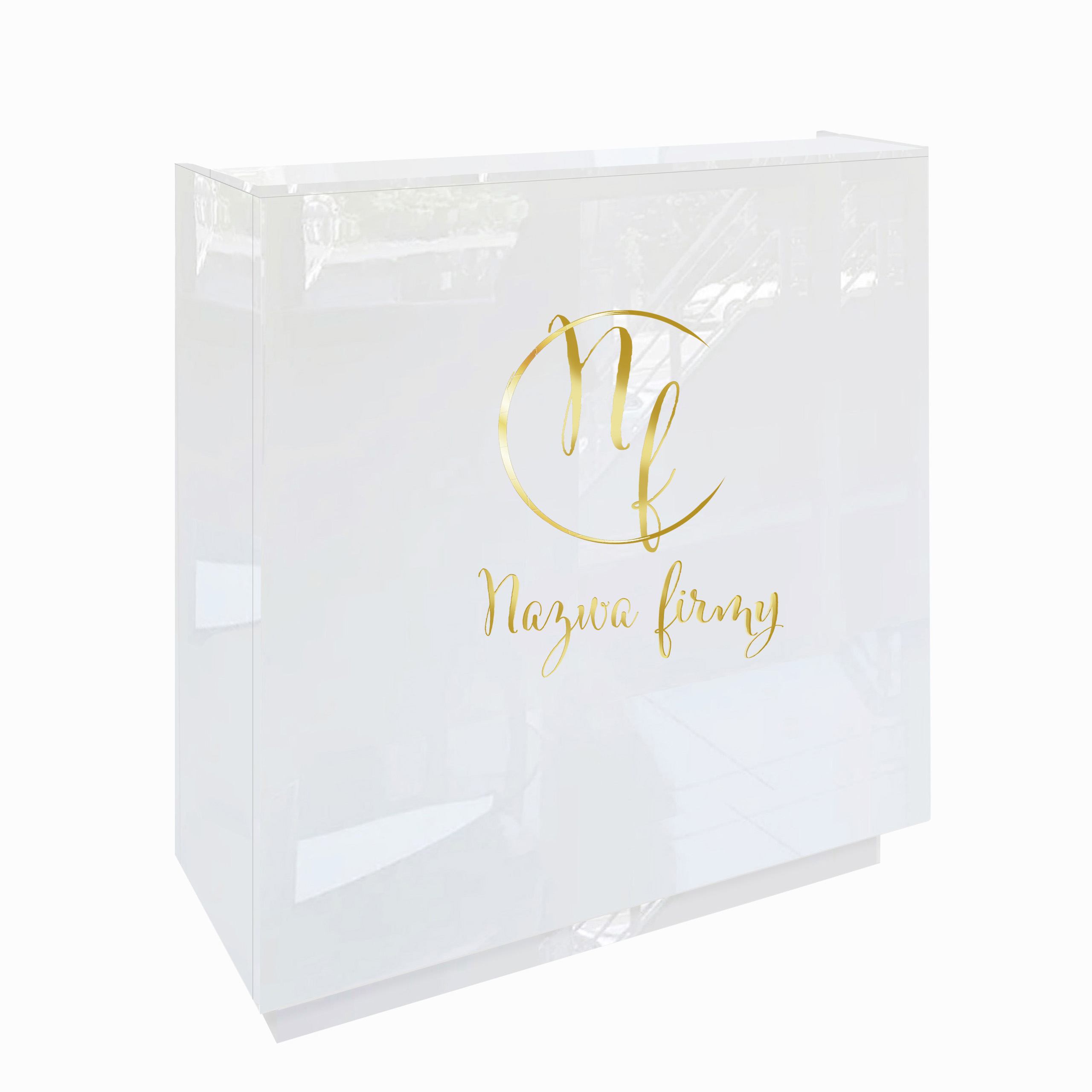 RECEPCJA LADA DO SALONU URODY W STYLU GLAMOUR KLARA 2 BIAŁY POŁYSK