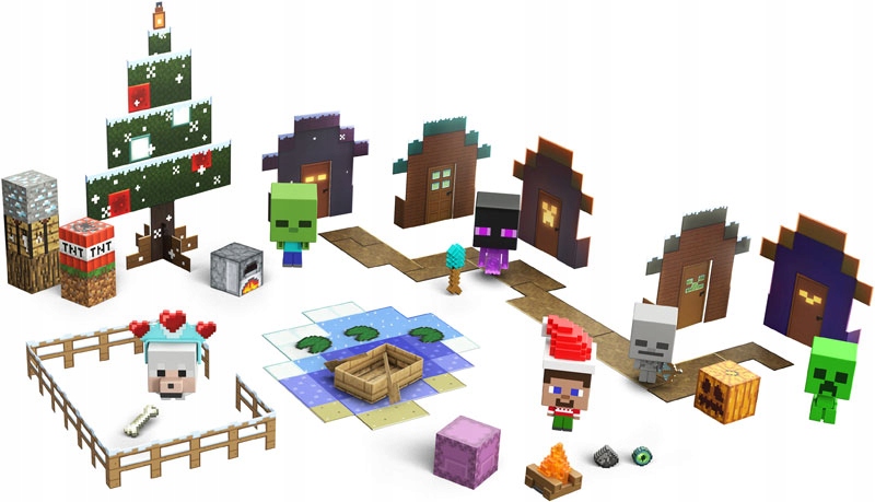 Адвент-календарь Minecraft Mattel HHT64, фигурки Mob Head Minis и аксессуары, от 6 лет — фото 4