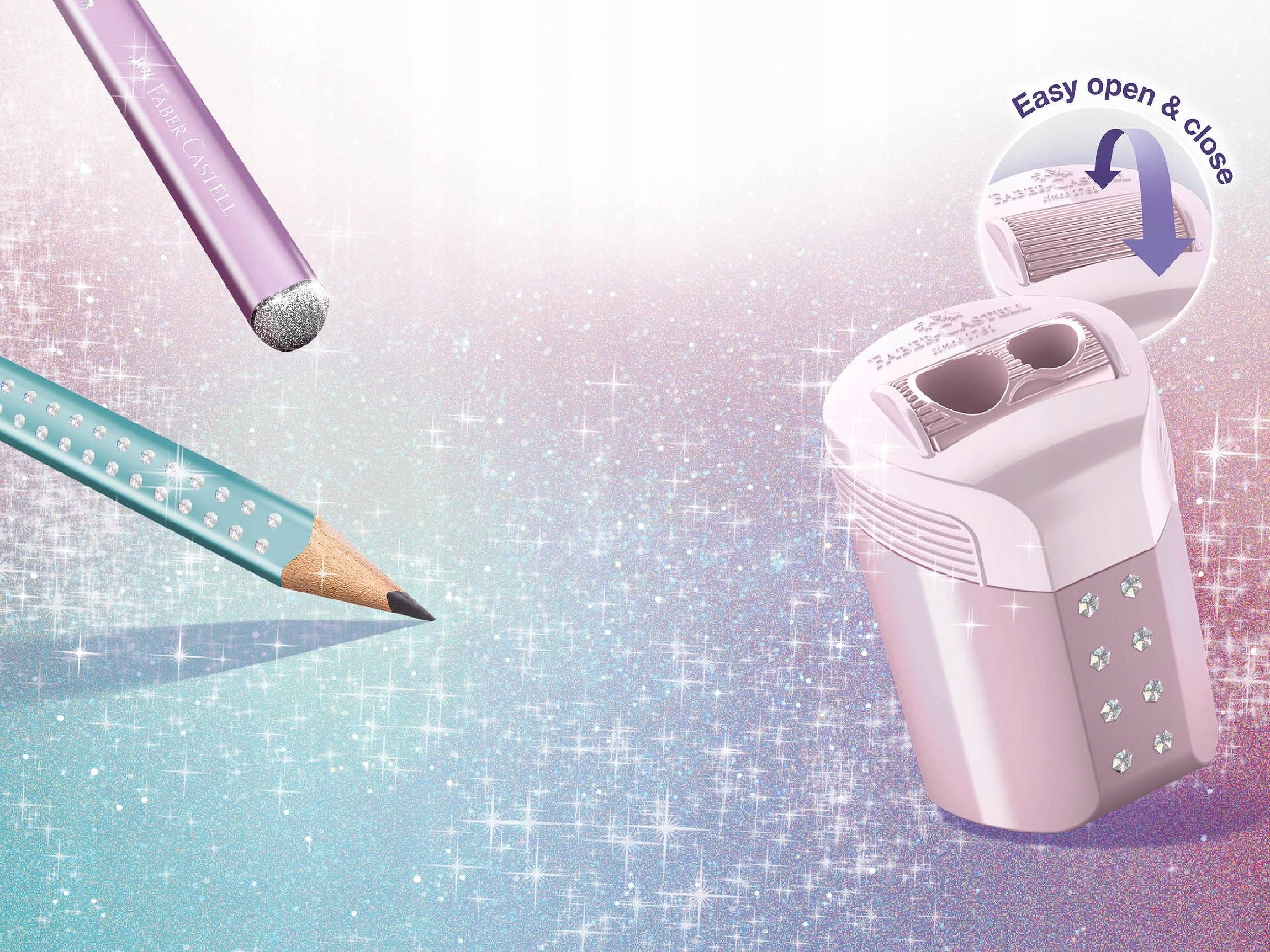 FABER-CASTELL Temperówka podwójna z pojemnikiem strugaczka RollOn Sparkle Rodzaj manualna podwójna z pojemnikiem