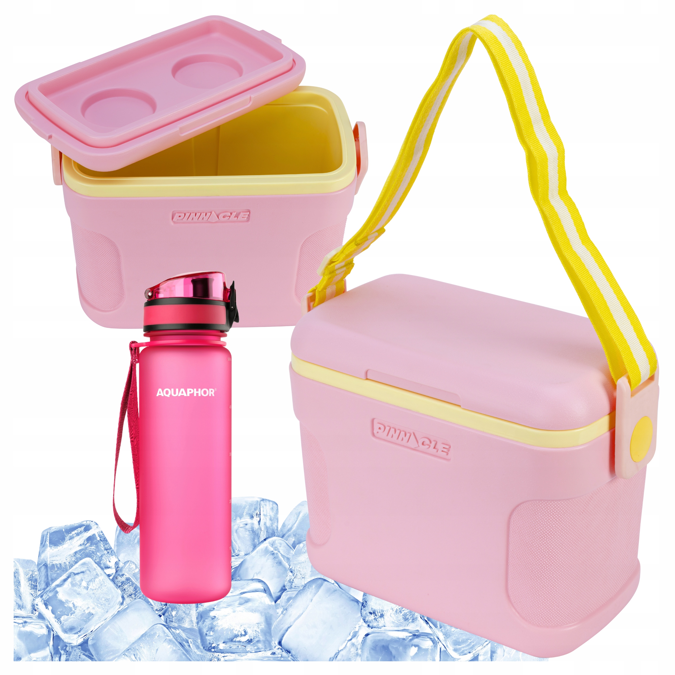 Turistická lednička na mrazicí vložky 8 l růžová Pinnacle láhev Aquaphor