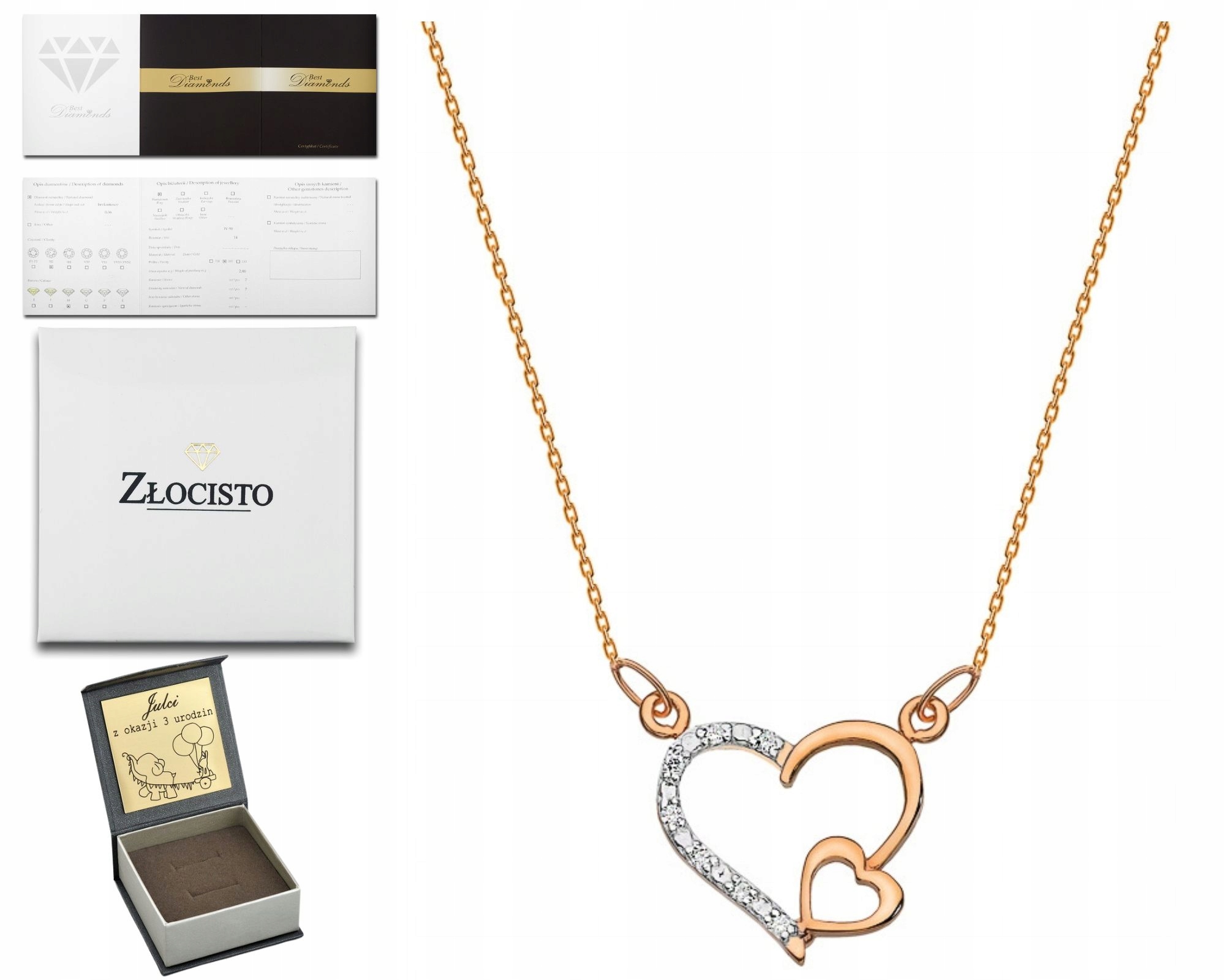 Celebrita Z Růžového Zlata S Brilianty Srdce 585