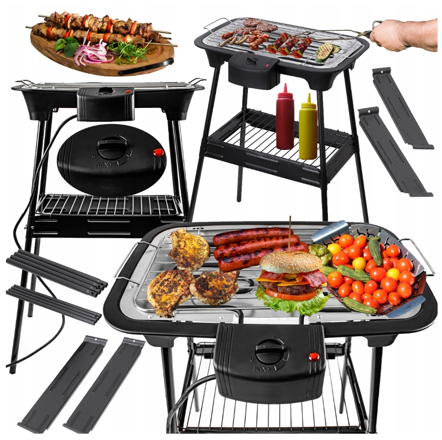 Elektrický Zahradní Stolní Gril Bbq 2000W Regulace teploty °C 2v1