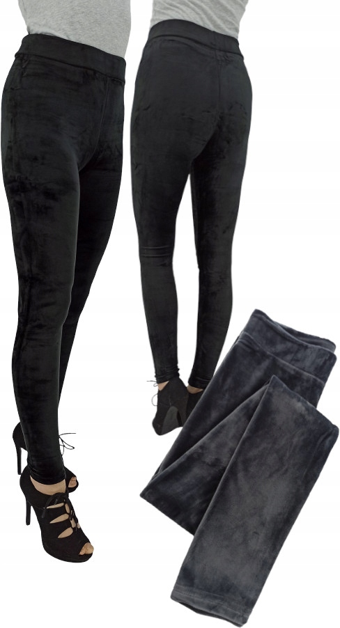 

Spodnie, Leginsy damskie Welurowe szary 2XL/3XL