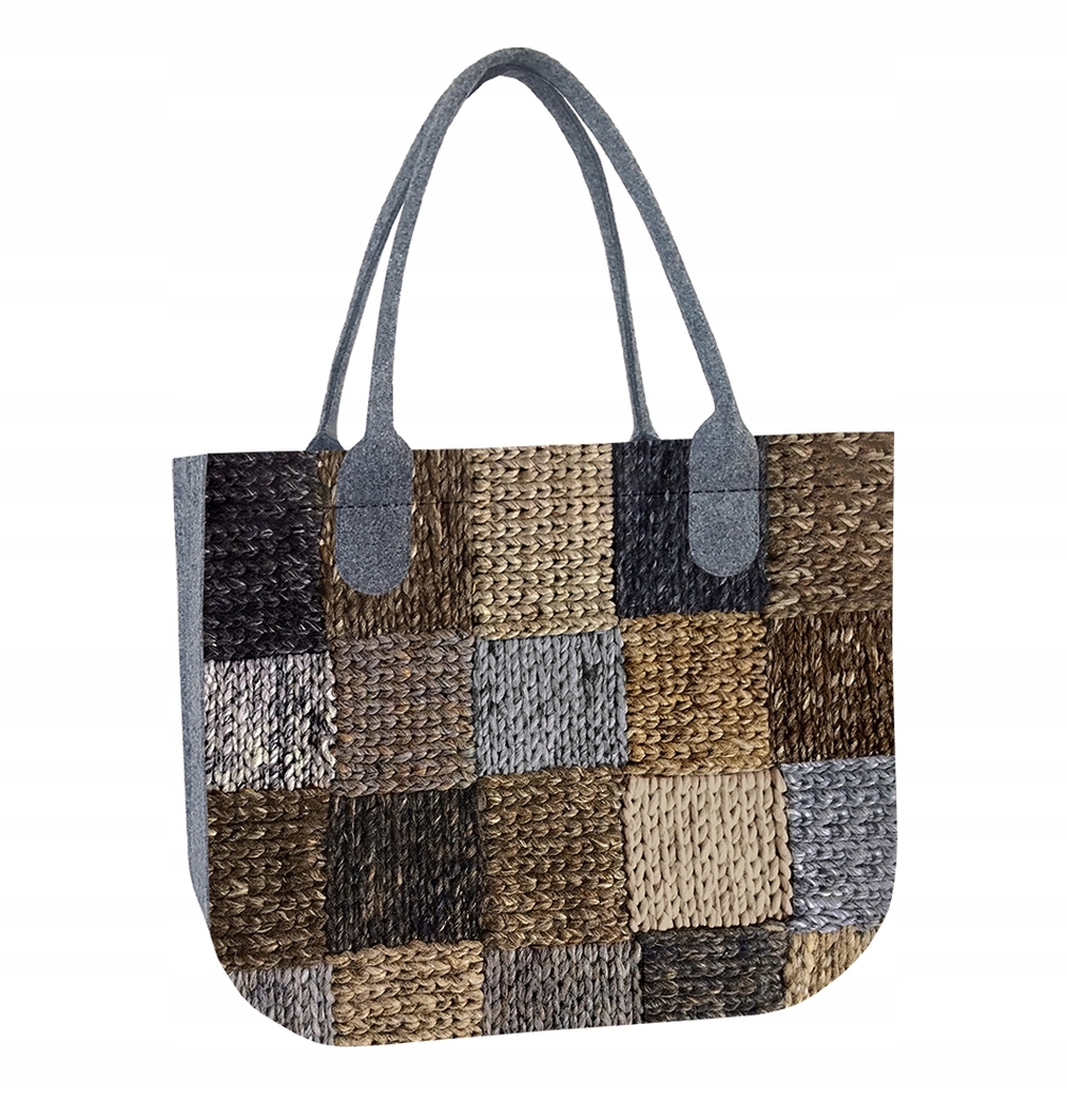 Torebka filcowa na ramię, z zamkiem Bertoni Lady - z nadrukiem Klementyna