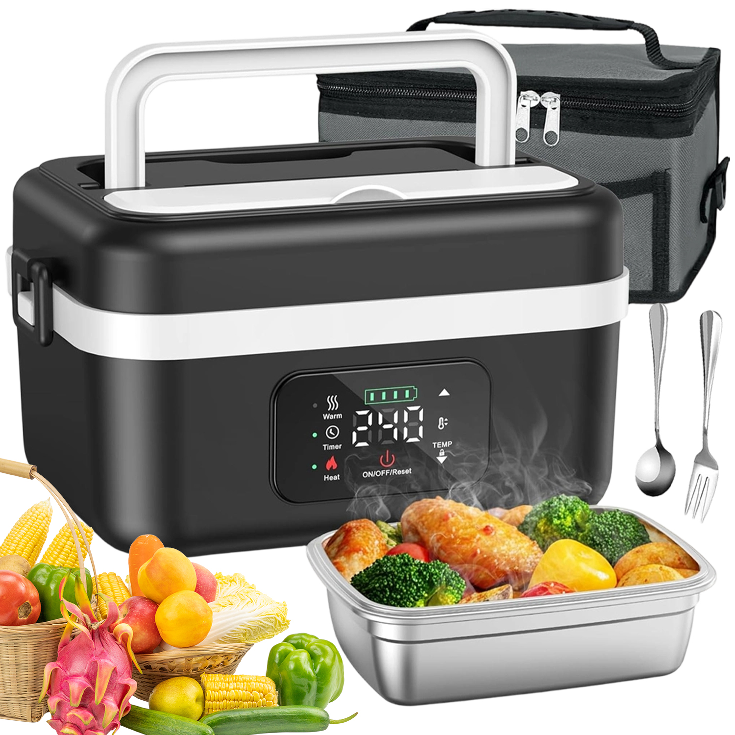 Elektrický Obědový Box Ohřívač Jídla, Nádoba 60 W, 1000 ML, Přenosná