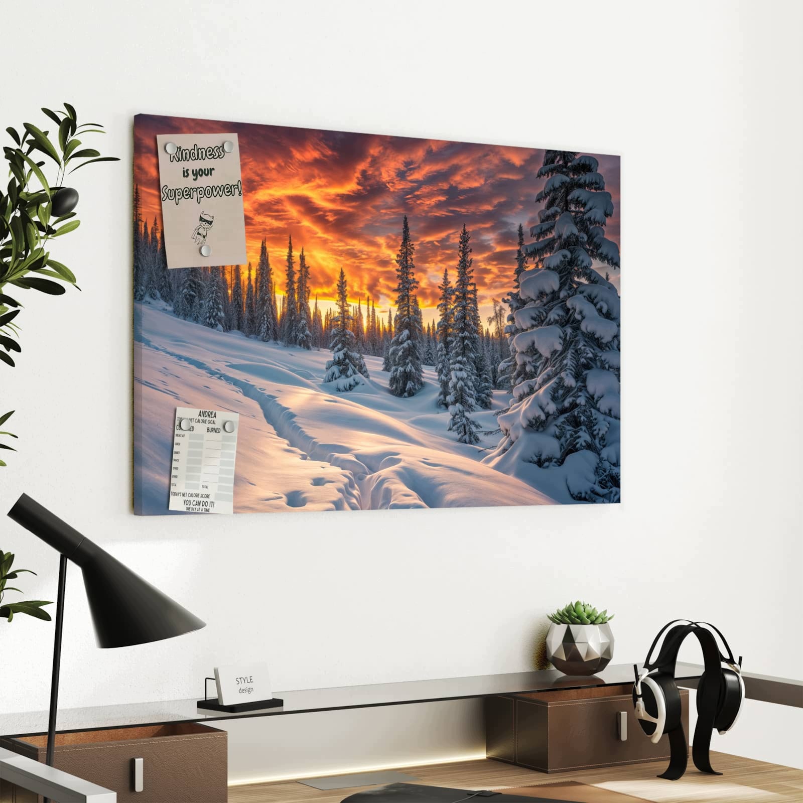 Magnetická tabule Zima Západ slunce 60 × 40 cm