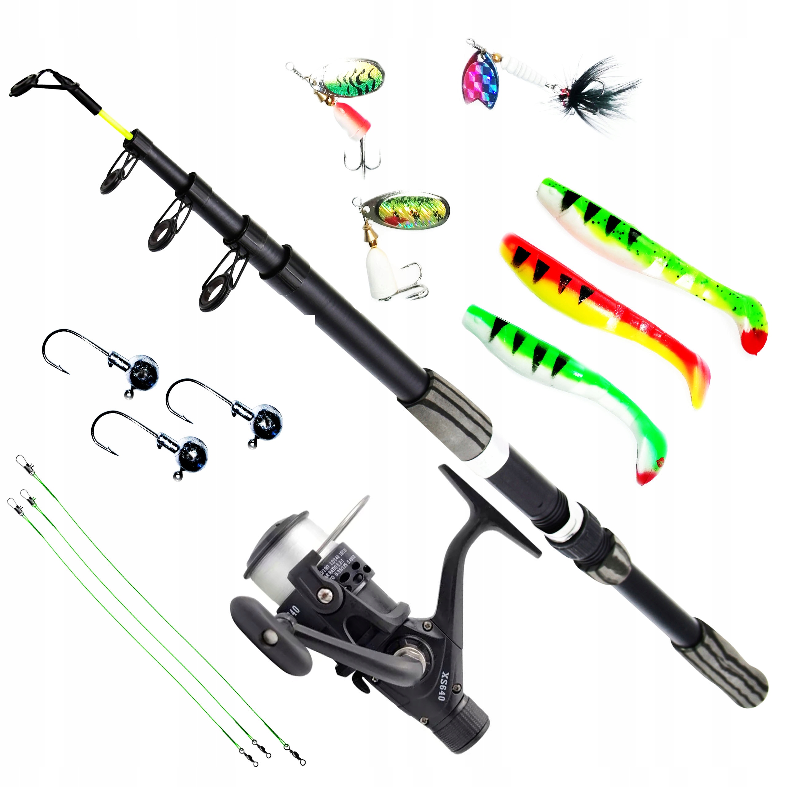 Spinning Teleskopická rybářská sada Tm 360 cm a naviják s vlascem