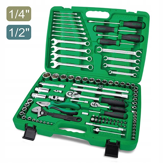 Sada Náradia Kľúčov Kufrík Na Náradie 1/4" 1/2" 96 Ks Toptul