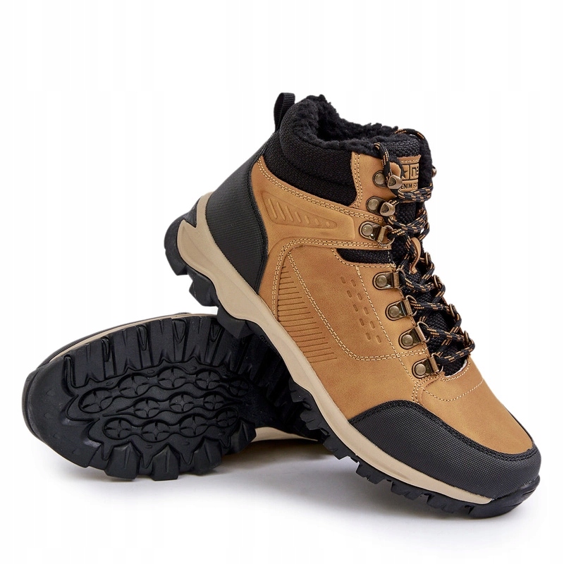 Pánské Trekové Boty Zateplené Kožešinou, Šněrovací, Camel 42