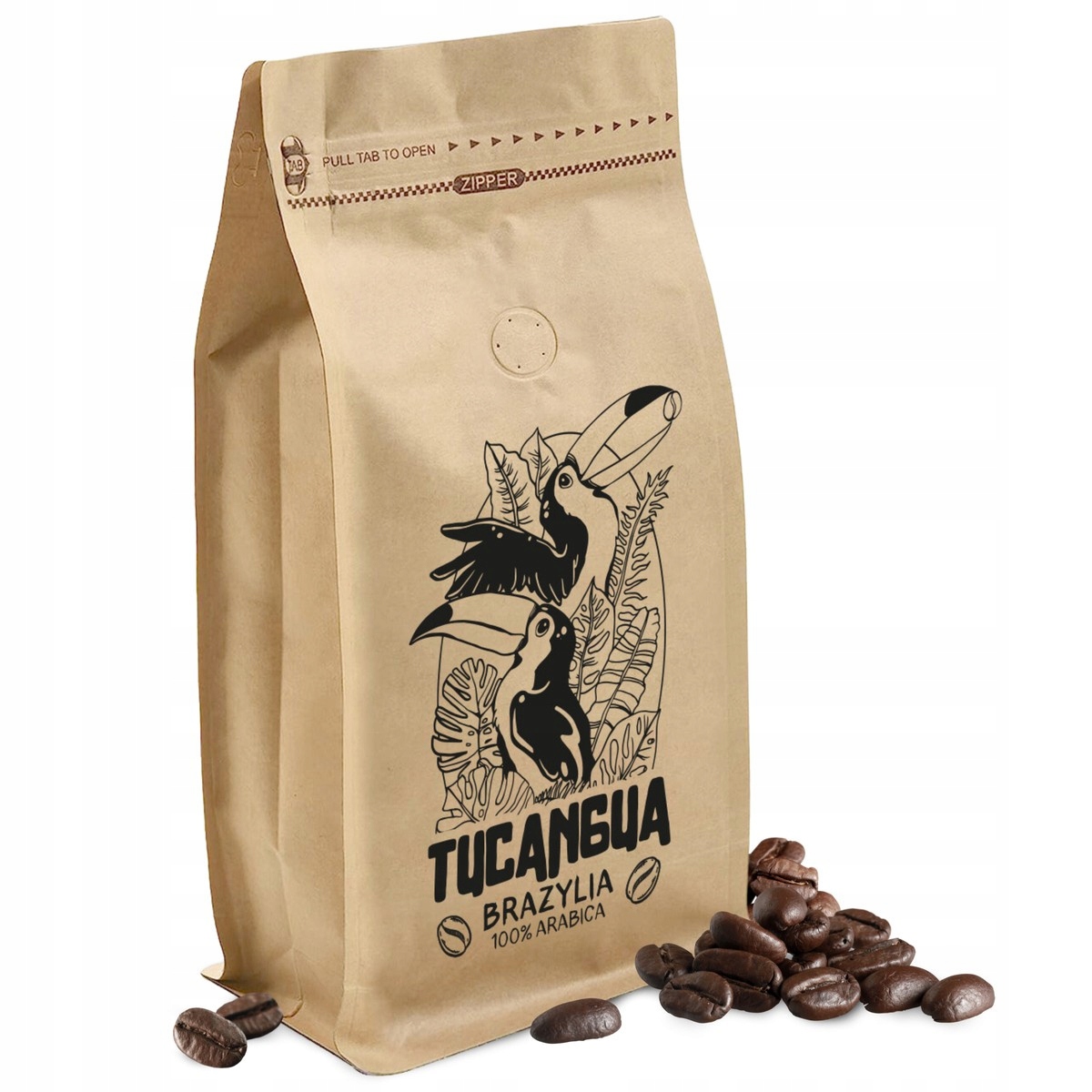 Levně Káva Tucangua Brazílie Premium Kraft Roasted 100% Arabica Santos 1000 g