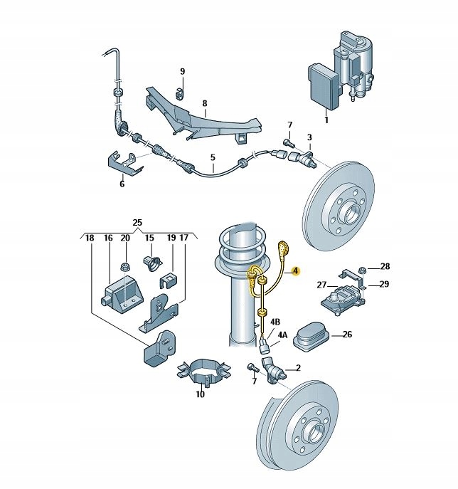 1J0927903R - ЖГУТ ПРОВОДОВ КАБЕЛЬ ДАТЧИКА ОБОРОТОВ ABS-ПЕРЕДНИЙ ЛЕВЫЙ
