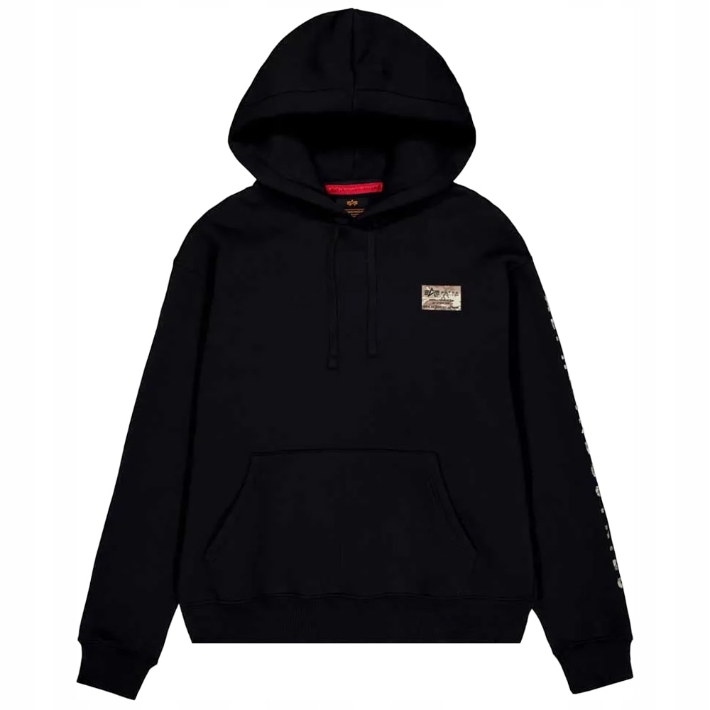 Mikina s kapucí Alpha Industries Camo Sleeve Hoodie Černá XL