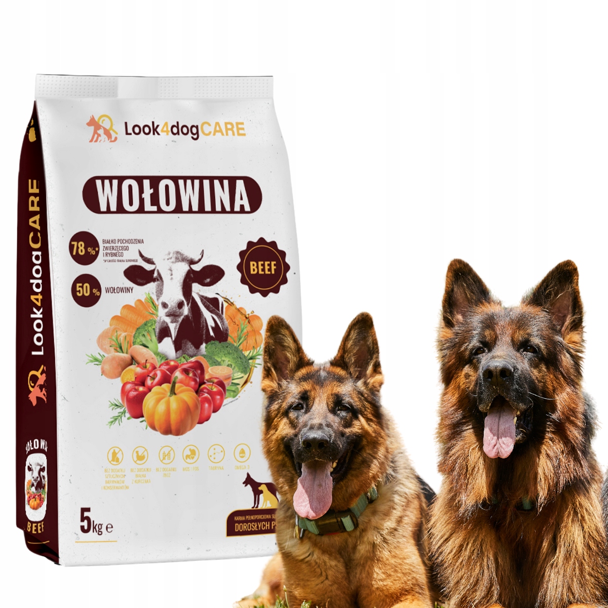 Krmivo pro psy Look4dog Care hovězí maso, chuť, bez obilovin, 5 kg