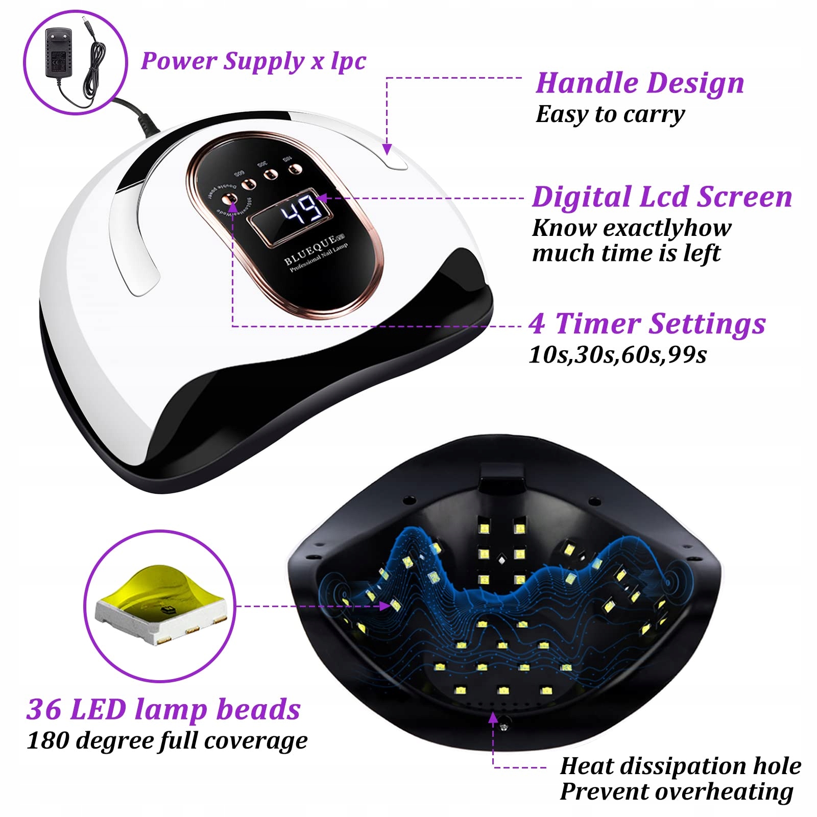JOTOL Lampa UV LED Do Paznokci 168W Z Czujnikiem I 4 Timerami — miniatura 3