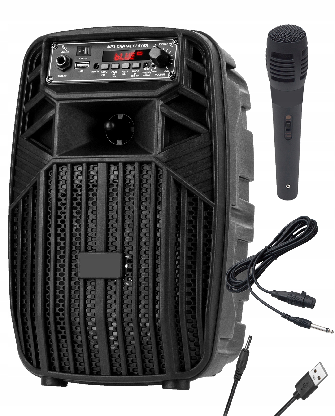 Mocna Kolumna Przenośna 400W Led Bluetooth Usb Radio Akumulator Mikrofon