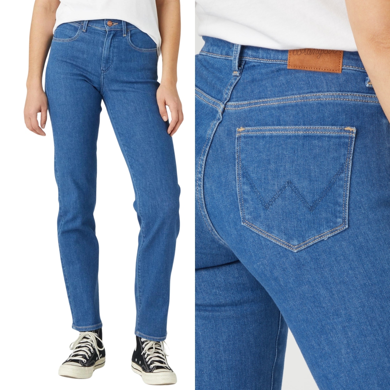 Wrangler Straight Eye Love You Proste Vyšší Stav Blue Džins W27 L32