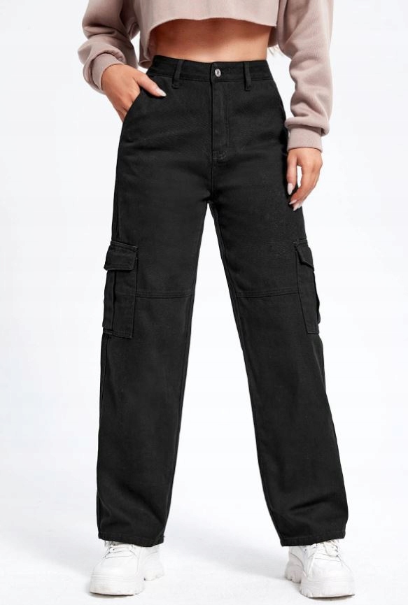 SHEIN JEANSY DAMSKIE CZARNE PROSTE CASUAL 34 V1O