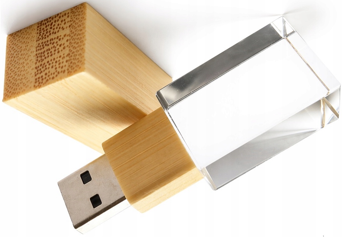 Ökológiai Usb memória, 3.0 8GB megvilágított üveg, Ideális ajándék