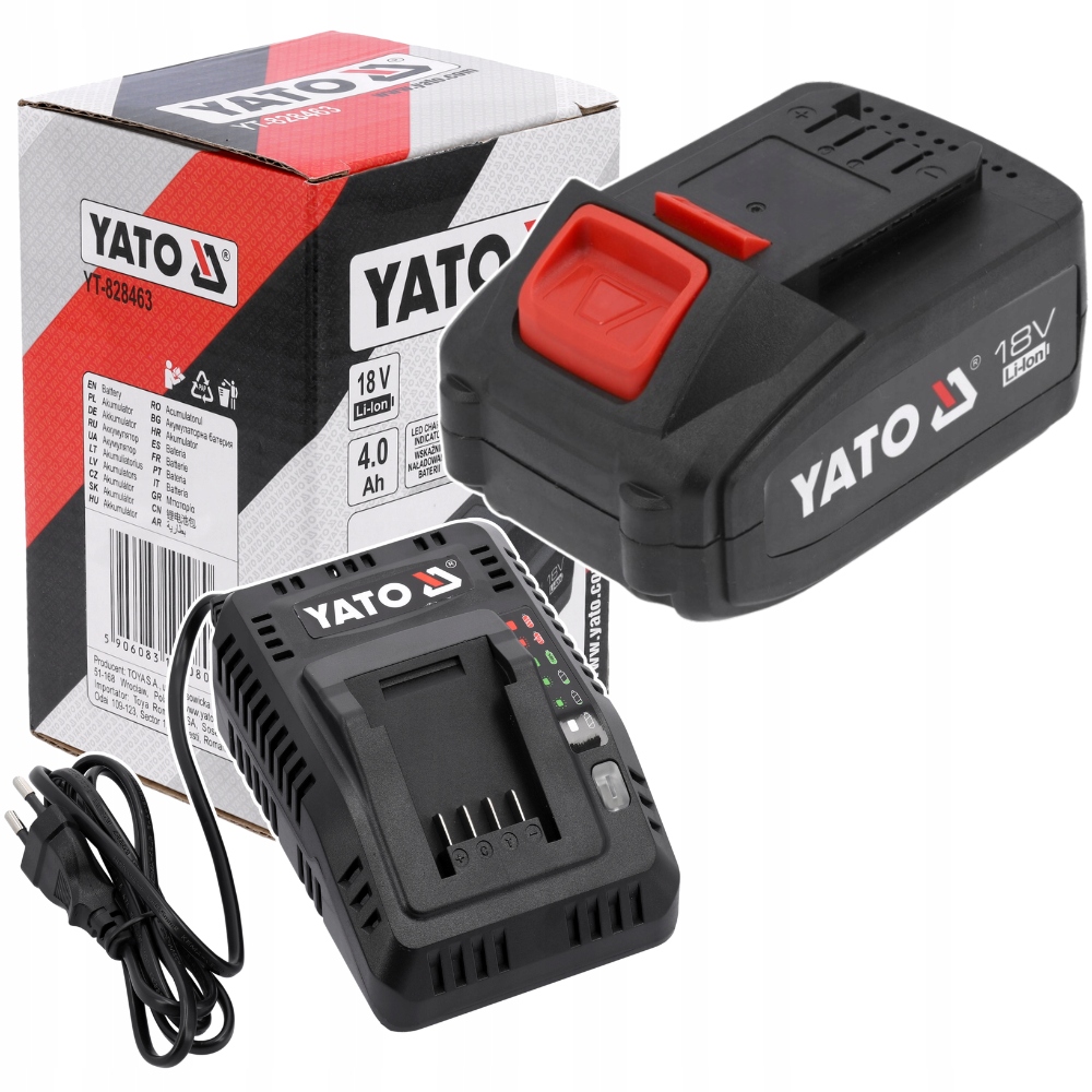 Set akumulátor nabíječka, napájecí zdroj Yato, baterie 4Ah 18V