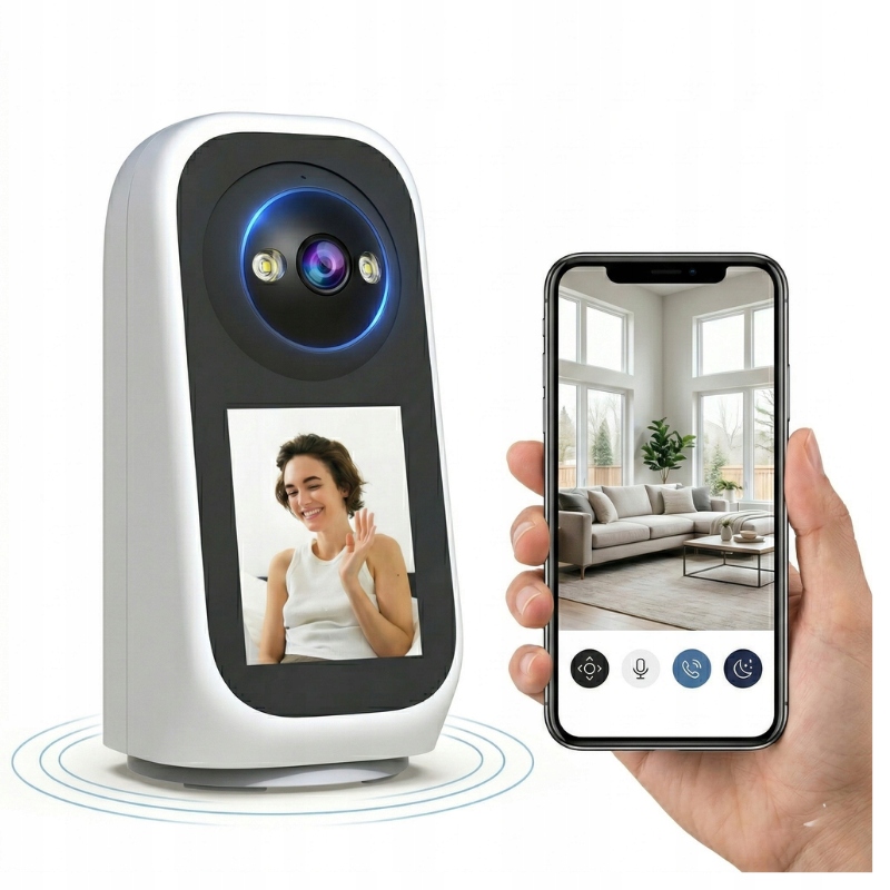 Inteligentní domácí kamera s obrazovkou 2.0 Otočná 360° Aplikace Noční režim