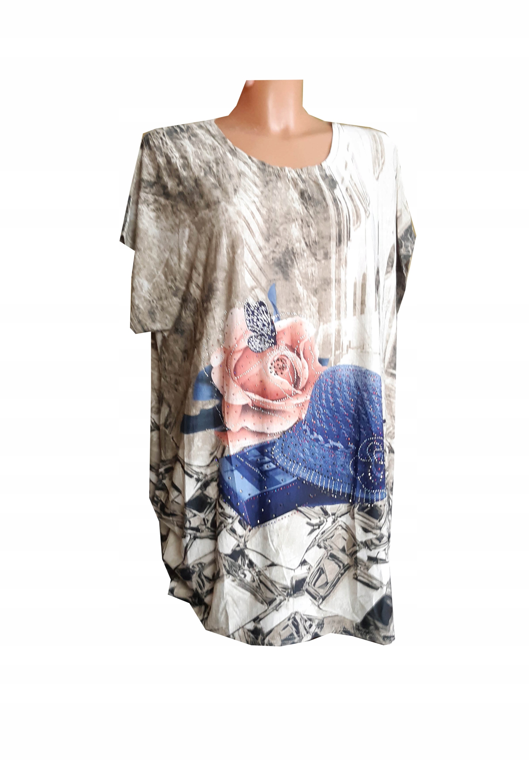 

Bluzka Tunika kobieca cyrkonie kwiat L/XL