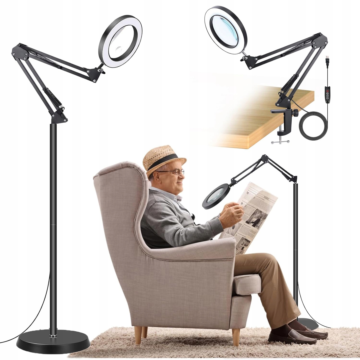 Led Lampa Kosmetická Lupa Sklo Zvětšující Kreslicí Stolní Lampa