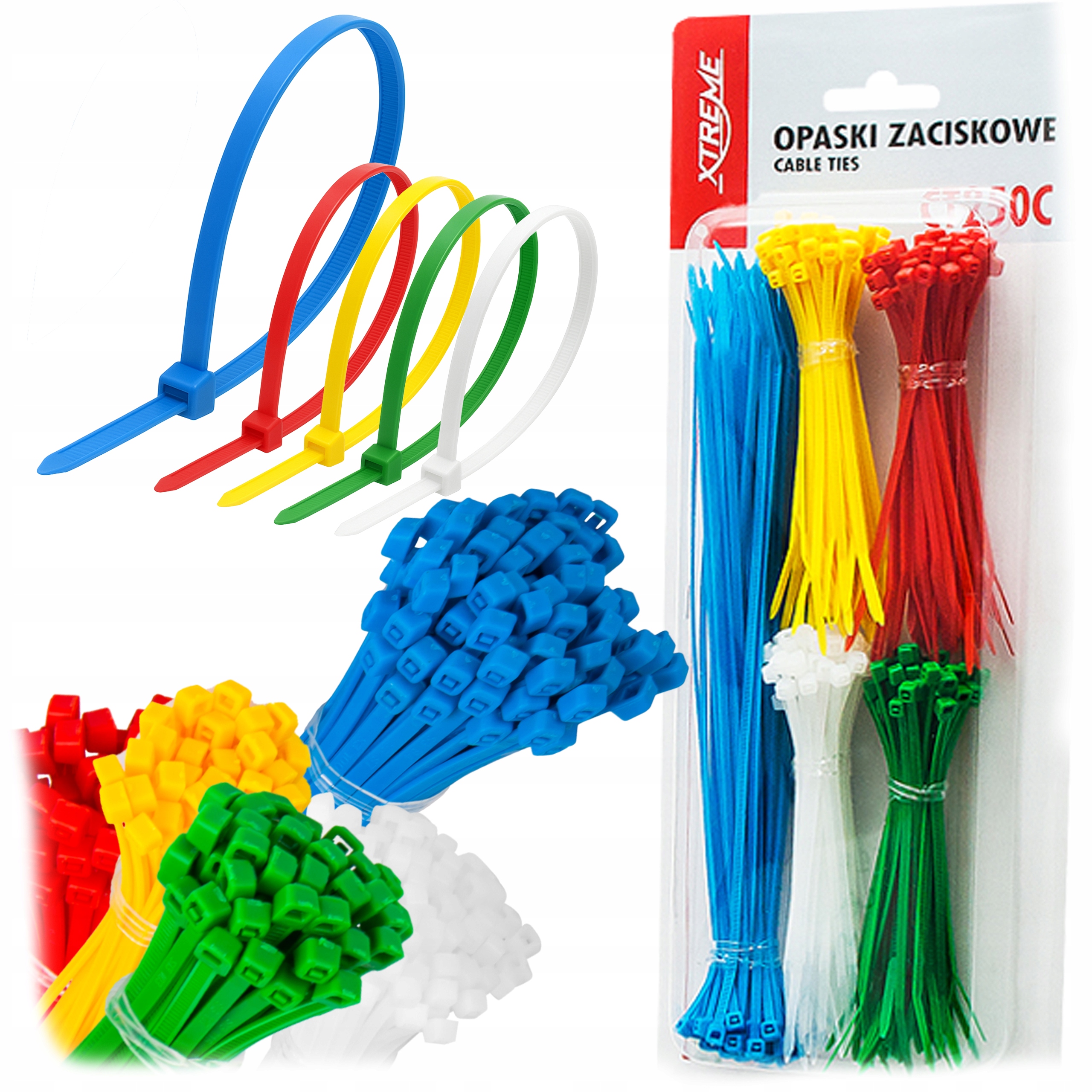 250x Opaski Zaciskowe Kablowe Ziperki Trytki Odporne 2,5x100/200mm Kolorowe