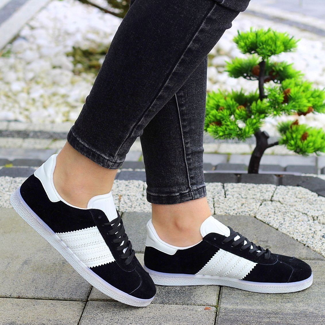 CZARNE WYGODNE TENISÓWKI TRAMPKI DAMSKIE Z PASKAMI Rozmiar 38