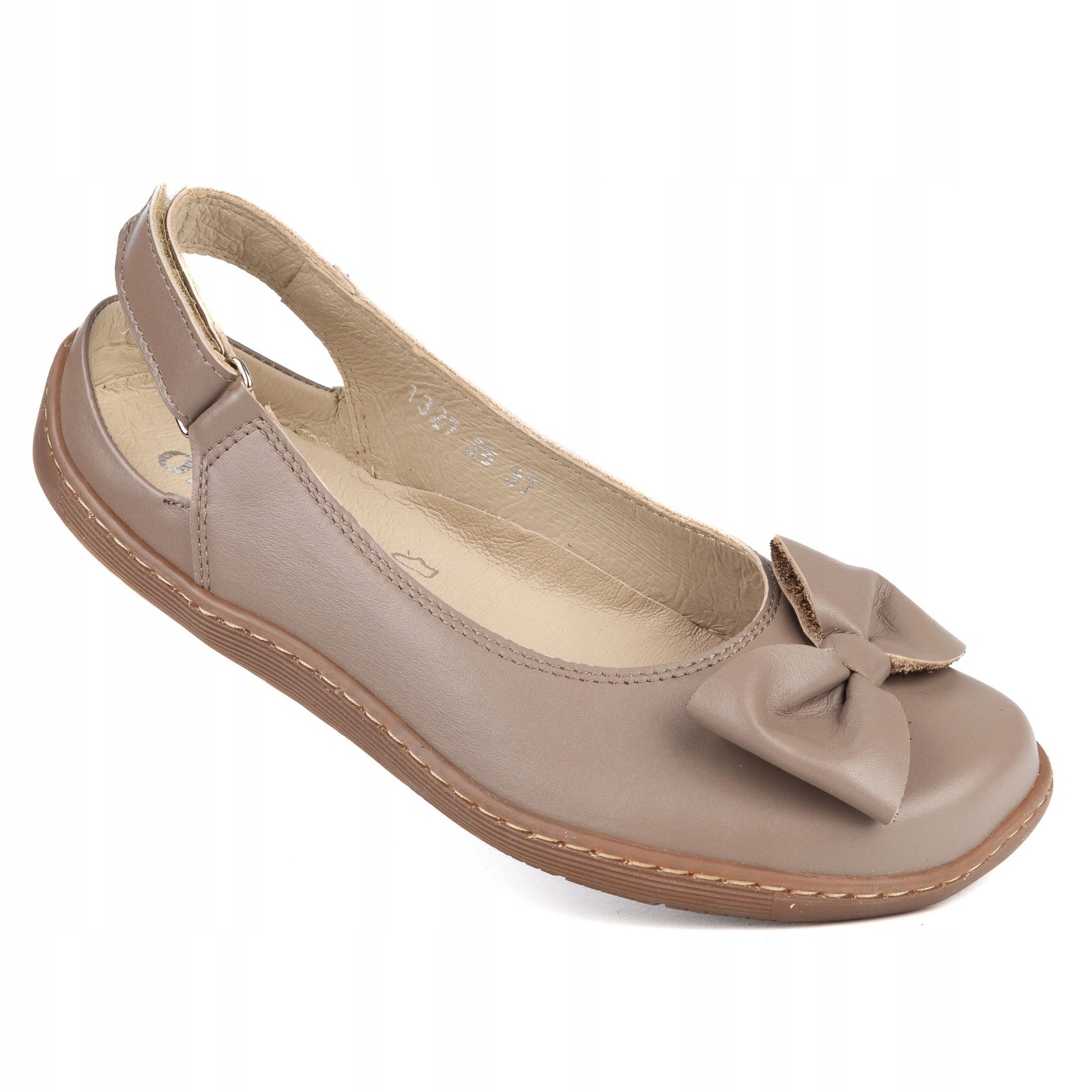 Dámské kožené lodičky typu barefoot s mašličkou Matilde cappucino 37