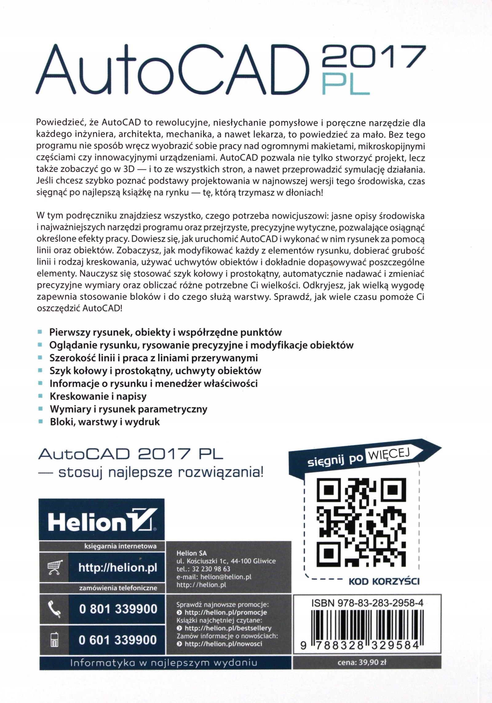 AUTOCAD 2017 PL PIERWSZE KROKI - Andrzej Pikoń [KSIĄŻKA] Stan opakowania oryginalne